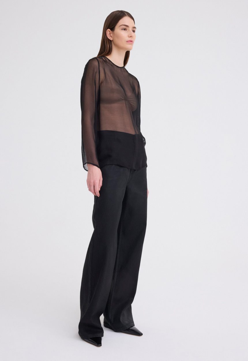 Jac + Jack Eidel Silk Mesh Top - Black